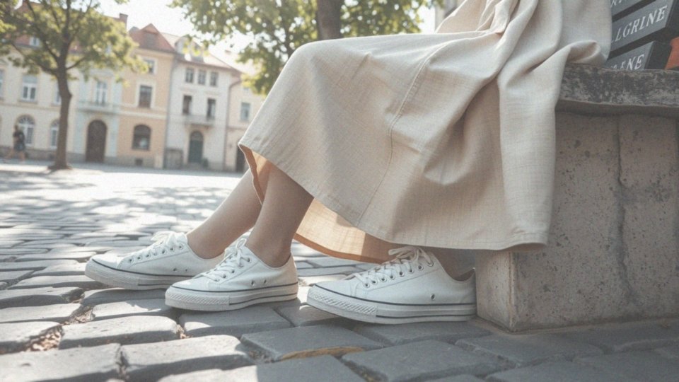 Jakie casualowe buty, takie jak sneakersy, można nosić z beżową sukienką?